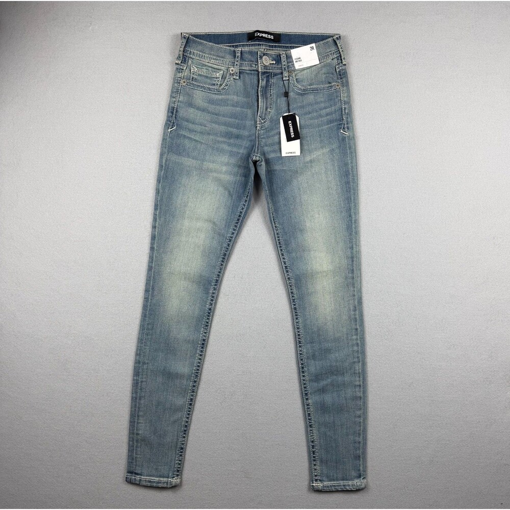 Express Embroidered Y2K Mid Rise Skinny Jeans Womens 2R Jegging NWT Stretch